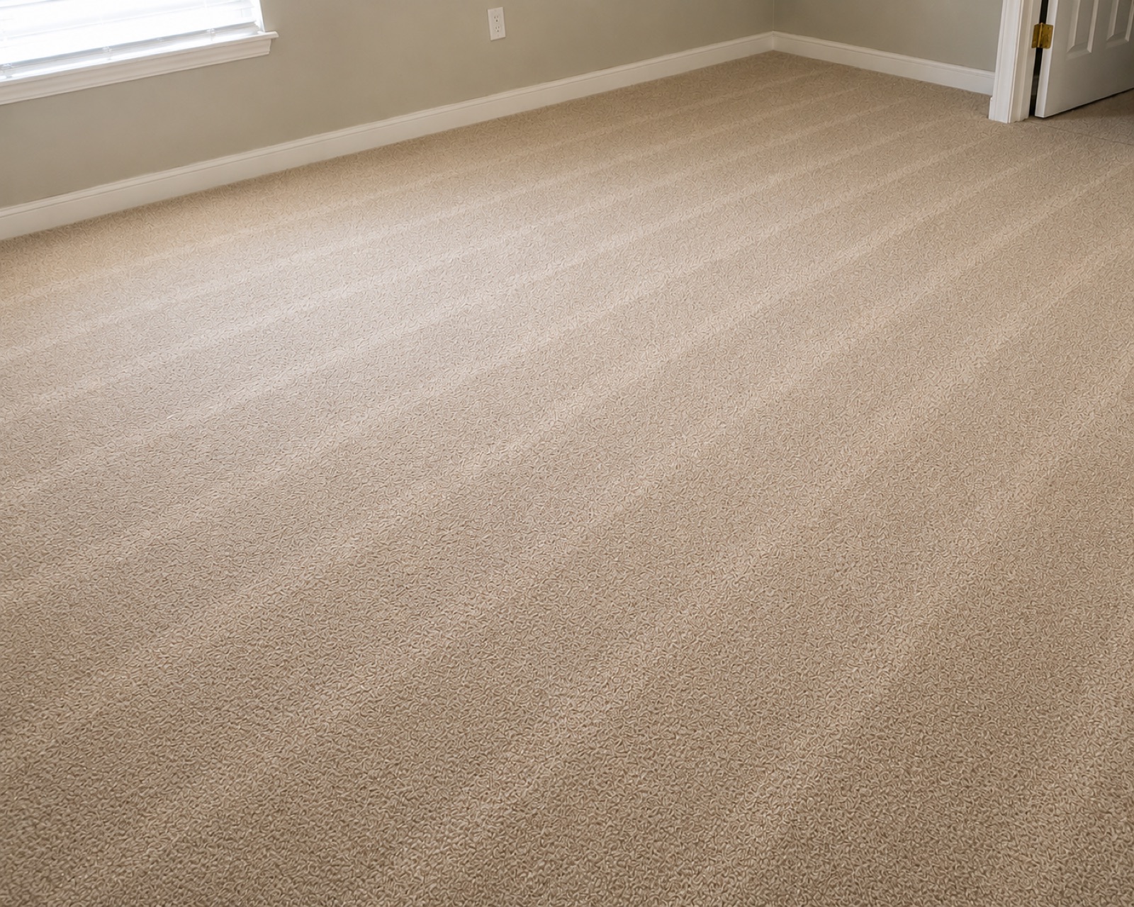 The same carpet after hot-water extraction, clean and groomed with even pile